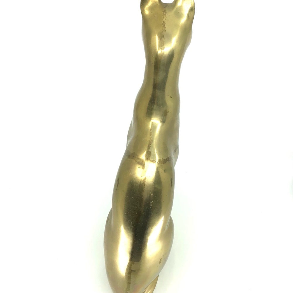 SOLD 60s Solid Brass Cat Statue Mid Century Modern - Picture 5 of 13